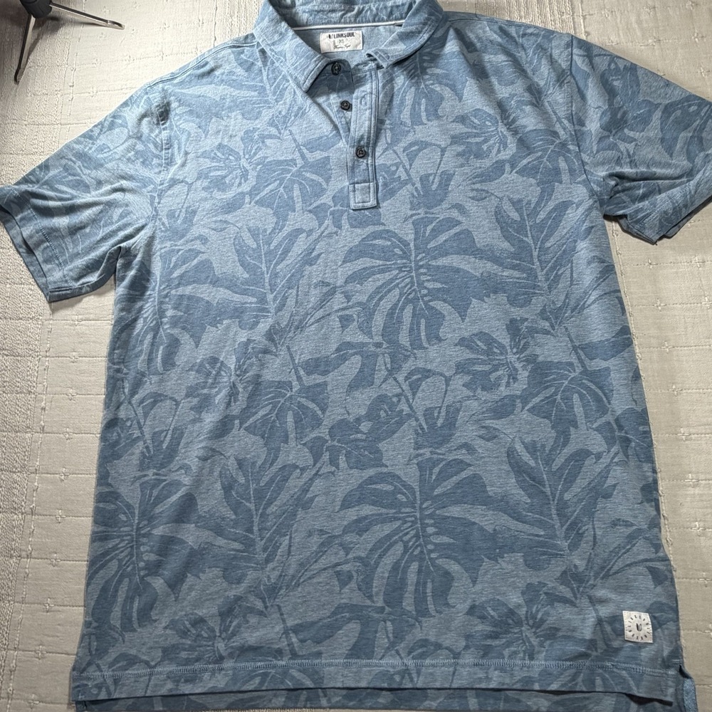 Linksoul Polo Shirt Mens XL Tropical Golf Resort Casual Floral Short Sleeve